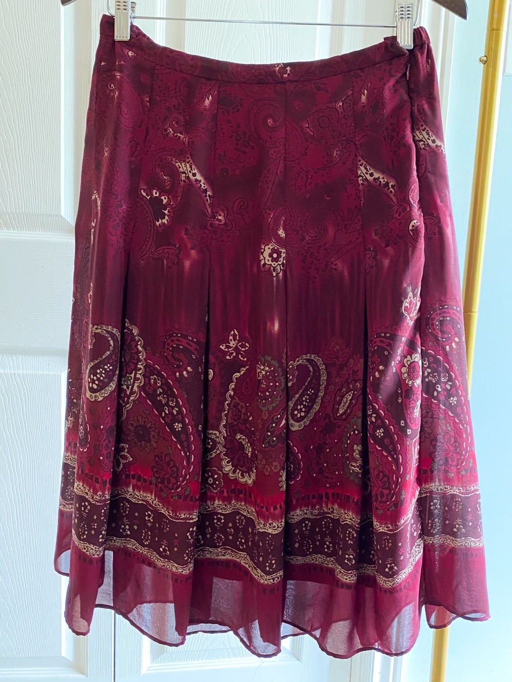 Paisley Whimsigoth Midi Skirt in Burgundy
